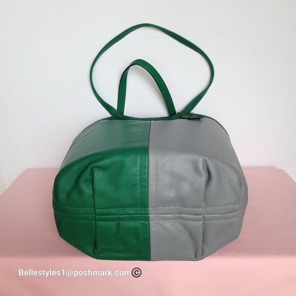 COACH Bea Colorblocked Smooth Leather Large Tote -Green Granite multi color ⭐ - Picture 8 of 16